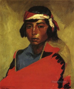  Ashcan Art Painting - Young Buck of the Tesuque Pueblo portrait Ashcan School Robert Henri